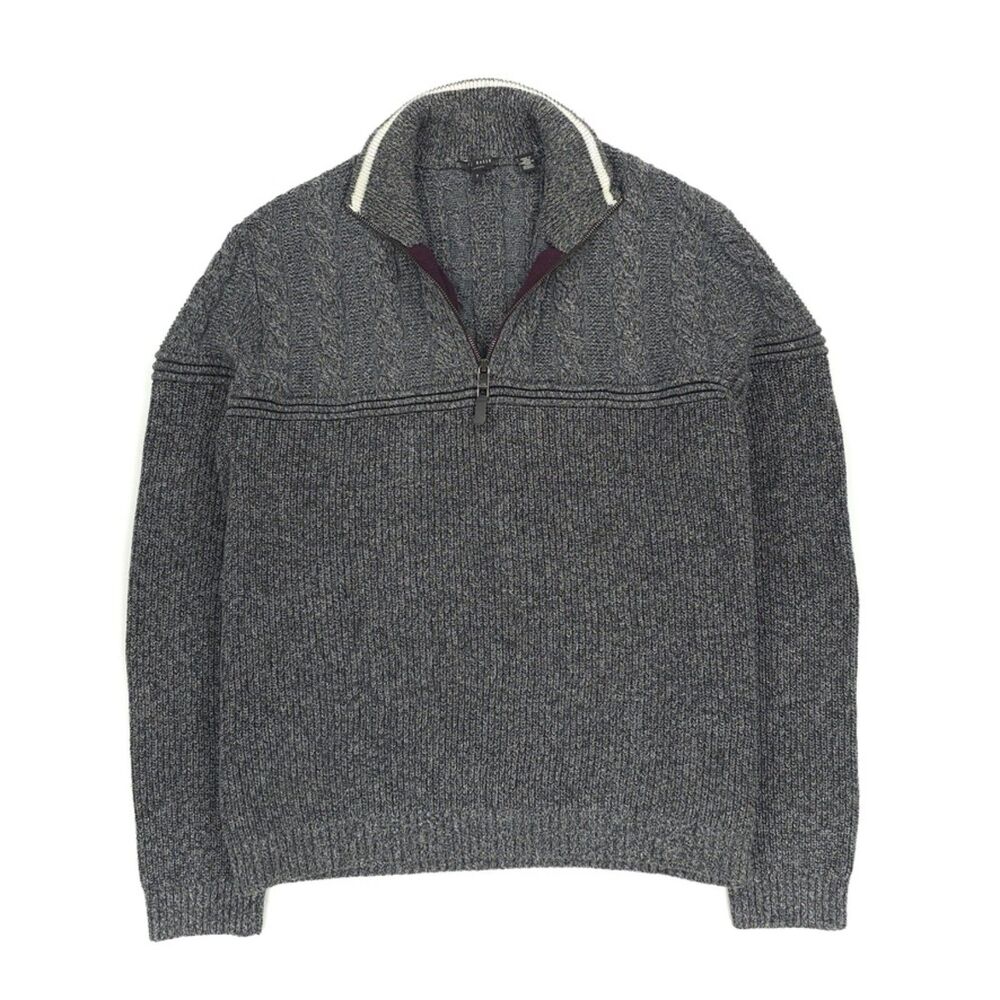 NEW Ted Baker Ladders Cable Funnel Neck Half Zip Sweater Preppy Quiet Luxury 3X